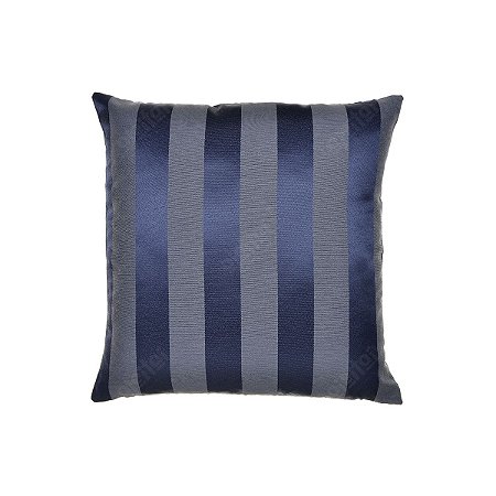 Capa Para Almofada Em Tecido Jacquard Azul Marinho E Cru Listrado