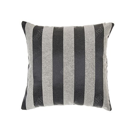 Capa Para Almofada Em Tecido Jacquard Preto E Cru Listrado