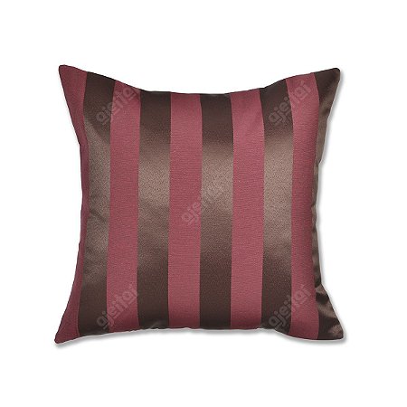 Capa Para Almofada Em Tecido Jacquard Marrom E Vermelho Listrado