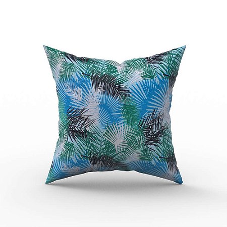 Capa De Almofada Em Tecido Impermeável Acqua Linea Palm Azul