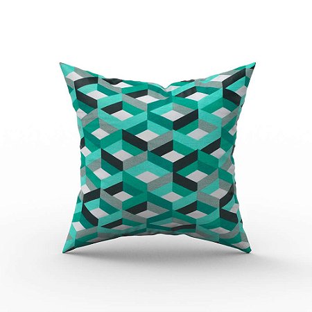 Capa De Almofada Em Tecido Impermeável Acqua Linea Geometric Esmeralda