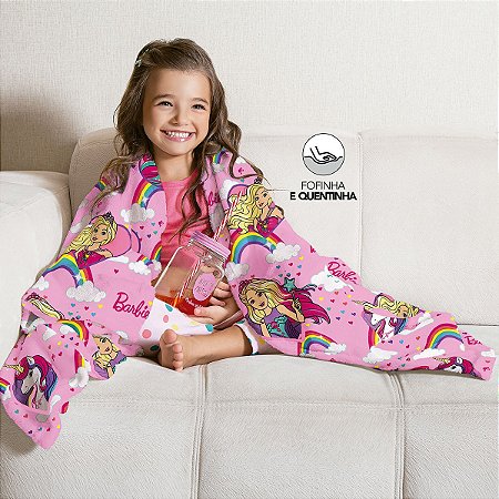 Manta Fleece De Sofá Estampada Barbie Reinos Mágicos