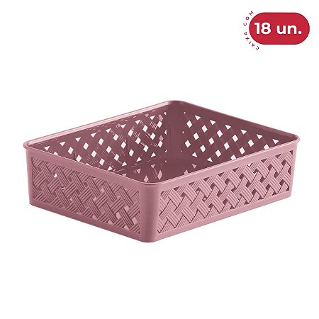 Cesto Organizador Rattan Rose Médio - 18 Unidades