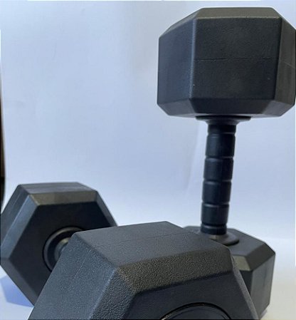 Jogo de Dumbbell Sext. Injetado C/ Pegada Injetada 12 a 30kg (pares) c/ Suporte