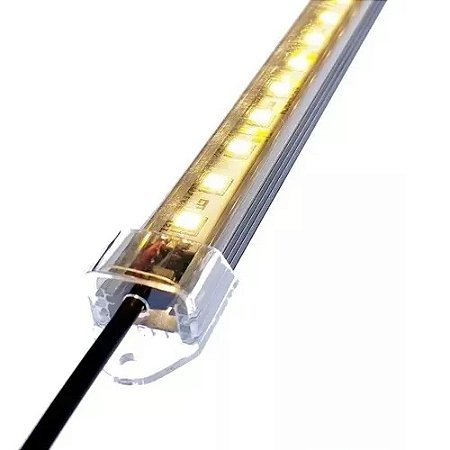 Barra Led BRANCO QUENTE 3000K para Aquário Com Calha Transparente 75 Cm