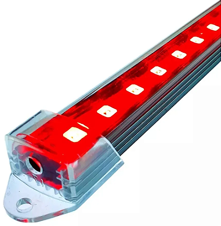 Barra Led 5054 com 50 cm - 12v - Vermelha - 36 leds - 10w - com calha de proteção transparente