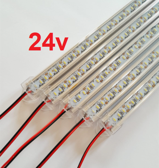 Barra de LED 5730 - 1 Metro - 18w - Branco Frio - 24v - 72 LEDs - Calha com Lente Transparente