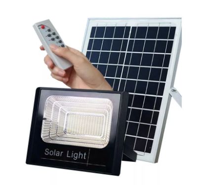 Refletor LED Solar 40W Branco Frio + Placa Solar + Controle Remoto