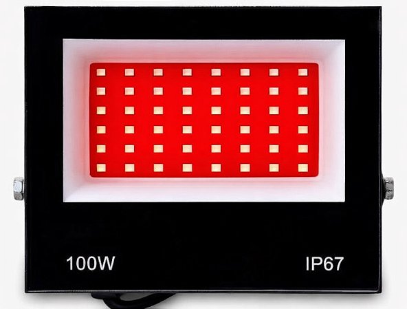 Refletor Holofote LED 100w Vermelho - IP66 - BIVOLT