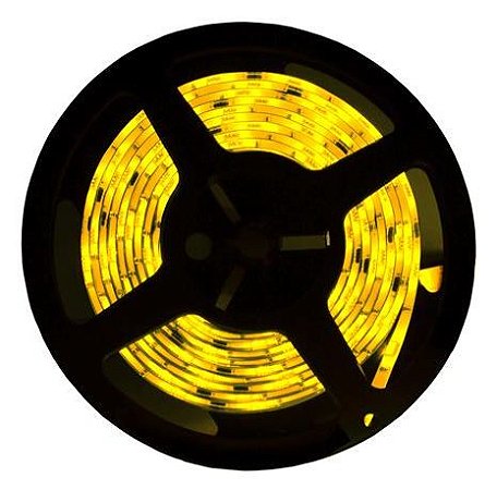 Fita LED - 5050 Amarelo - Rolo com 5 Metros - 14w  - 60 LEDs por Metro - IP20 (sem Silicone) - 12V