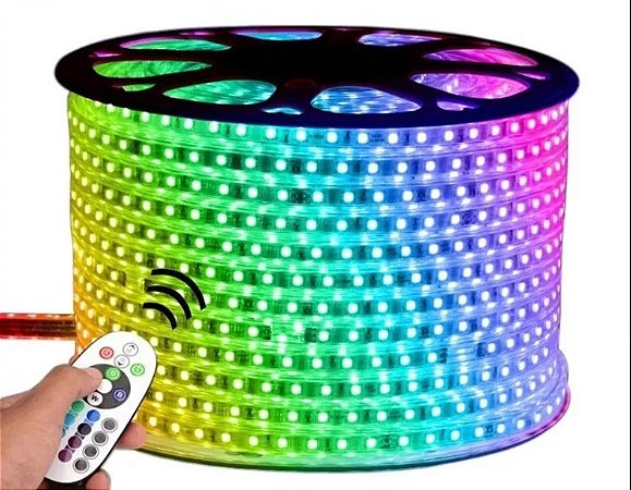 Mangueira Led Chata 5050 RGB - 220V - Rolo com 100 metros