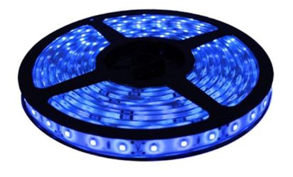 Fita LED - 5050 Azul - Rolo com 5 Metros - 6w  - 60 LEDs por Metro - IP65 (com Silicone) - 12V
