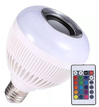 Lampada Led Rgb - Bluetooth - Caixa Som - Com Controle Remoto - Bivolt - SW  COMERCIAL - LIS