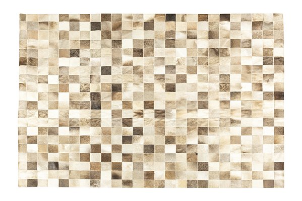 Tapete em Couro Legítimo Quadriculado Bege/Perola 2,00 x 2,50
