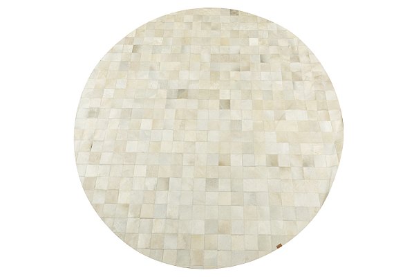 Tapete Redondo Mn10x10 Off White Couro Legítimo