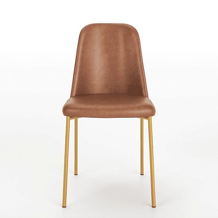 Cadeira Lucille Caramelo Metal Dourado