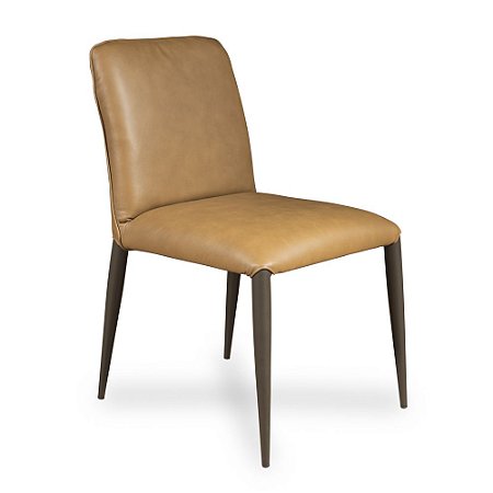 Cadeira Vértice de Couro Legítimo Tp1 Estonado Castanho Metal Cocoa