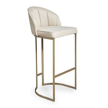 Banqueta Beverly Metal Champanhe Tec. Linho Bege (200)