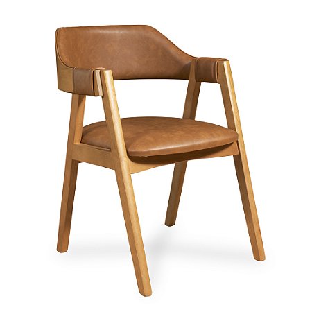 Cadeira Noruega Tec. Courissimo Caramelo Mad. Capuccino