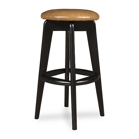 Banqueta Hava Couro Sintético Caramelo Madeira Preta Ebanizada