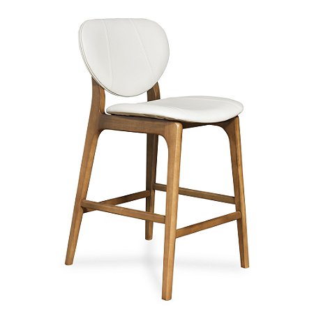 Banqueta Sevilha Em Couro Legítimo Off White Mad. 40