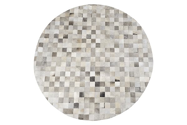 Tapete Redondo Mn10x10 Cinza Gris Couro Legítimo