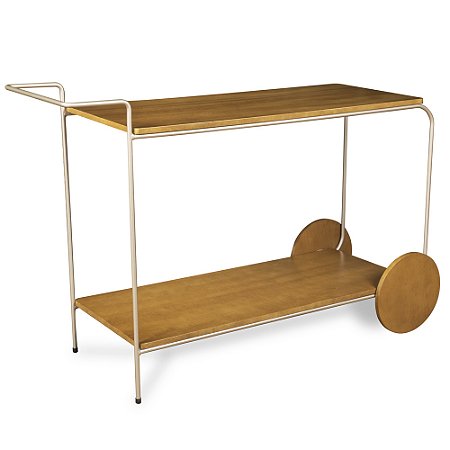 Carro Bar Munique Metal Champanhe Mad. Amendoa