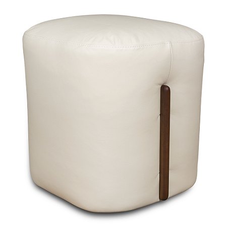 Pufe Malta em Couro Legítimo Off White