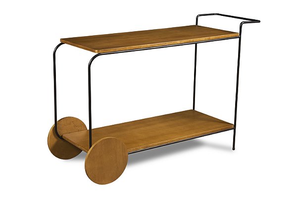 Carro Bar Munique Metal Preto Mad. Amendoa