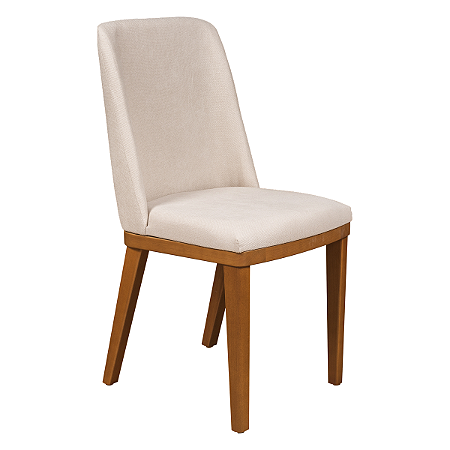 Cadeira Kalina em Tecido Soft Palha com Base em Madeira Natural