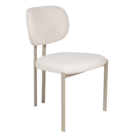 Cadeira Kioto em Bouclê Off White com Base em Metal Champanhe