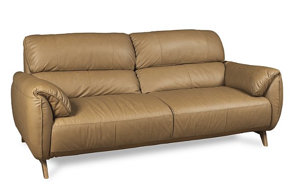 Sofá Puerto Fixo 2,40m em Couro Legítimo Castanho