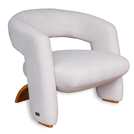 Poltrona Capri Tec. Bouclê Off white Madeira Nozes