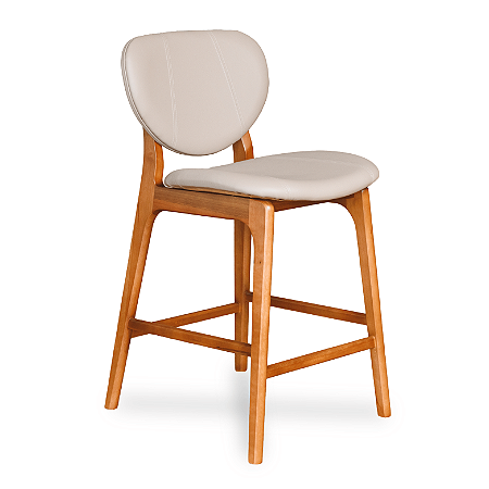 Banqueta Sevilha Em Couro Legítimo Avelã Mad. 40