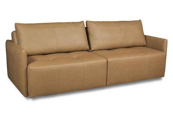 Sofá Sebastian Retrátil e Articulado em Couro Legítimo Castanho 2,80m