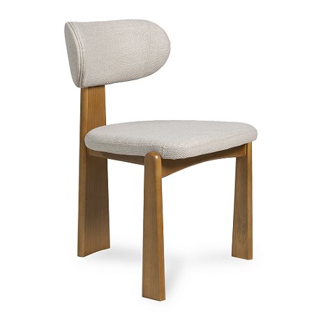 Cadeira Montreal em Bouclê Cinza Estrutura em Madeira Tauari Natural