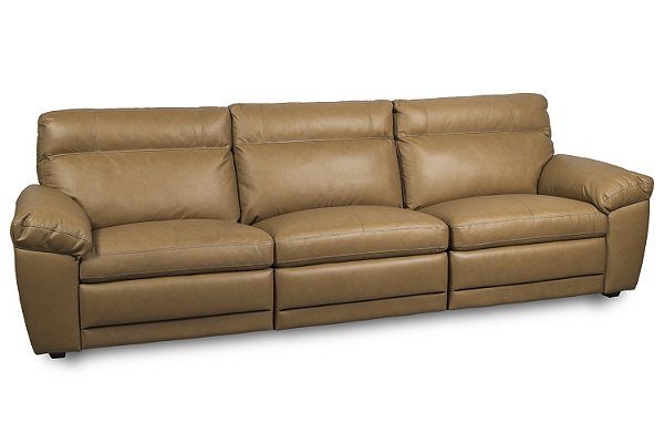 Sofá Collet Mecanismo Elétrico em Couro Legítimo Castanho 3,06m