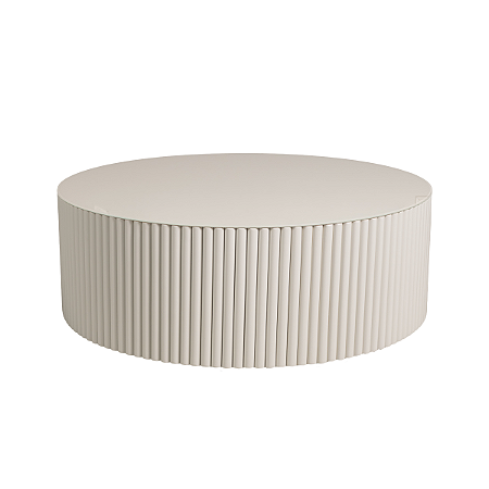 Mesa de Centro Cloe Redonda em Laca Off White 90 x 90 cm