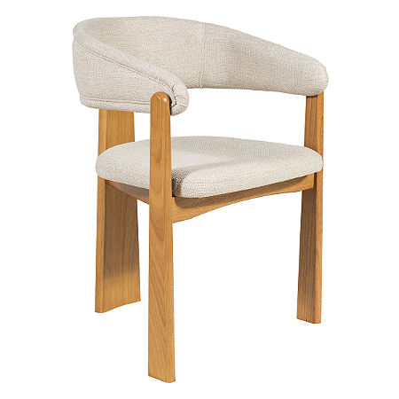 Cadeira de Jantar Montreal com Braço em Bouclê Cinza e Madeira Maciça Tauari