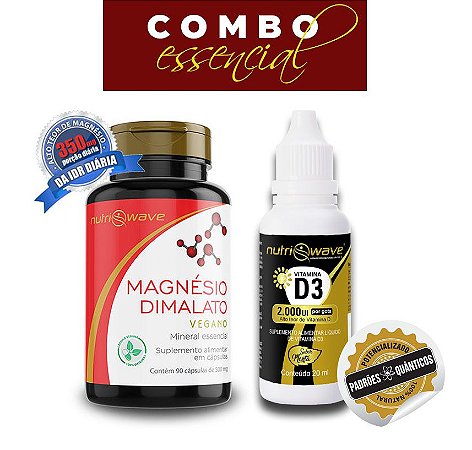 Combo Essencial - Magnésio dimalato + Vitamina D3