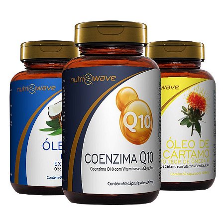 Kit Promocional Óleo de Coco, Óleo de Cártamo e Coenzima Q10 Nutriwave -  Nutriwave Suplementos e Vitaminas Premium