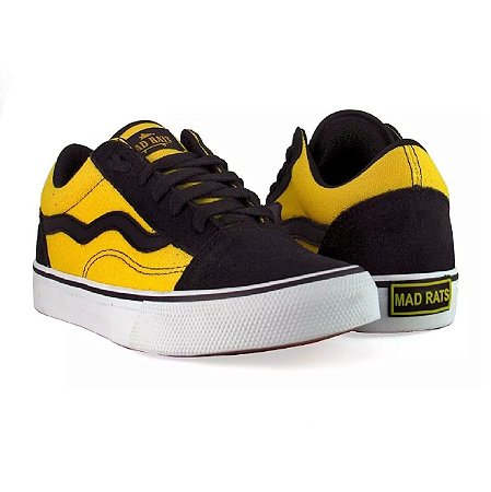 Tenis Mad Rats Preto com Amarelo - Lace Sneakers