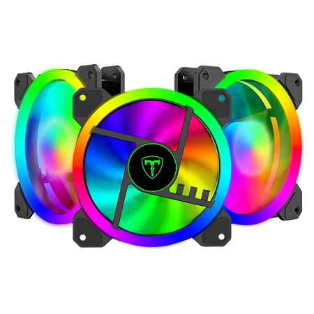 KIT 3 FANS 120X25MM T-TGF513 RGB PRETO TDAGGER