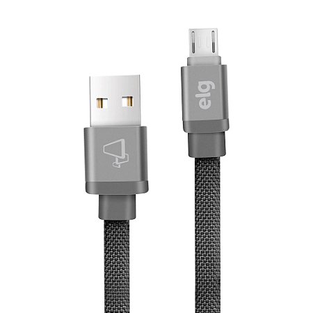 Cabo Micro USB Tecido Canvas Reforçado 1M Cinza ELG