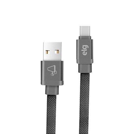 CABO TIPO C TECIDO CANVAS 1M CINZA ELG
