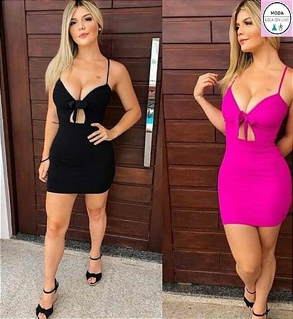 Vestido Canelado de Amarrar Blogueira