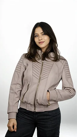 Jaqueta Neoprene Feminina- Rosa Chá
