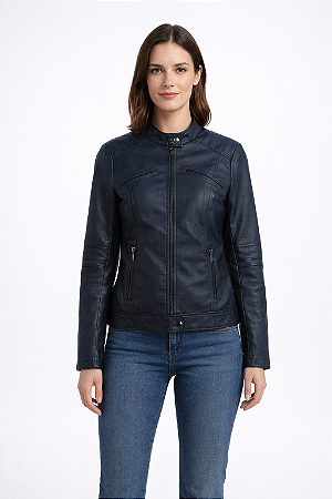 Jaqueta Couro PU Alfaiataria