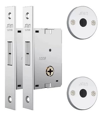 Trava Tetra Porta Correr 1008 Par Inox Roseta Redonda Stam