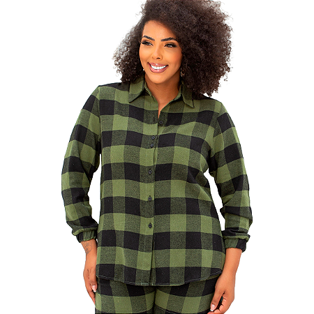 CAMISA FLANELADA XADREZ PLUS SIZE FEMININA 42 AO 60